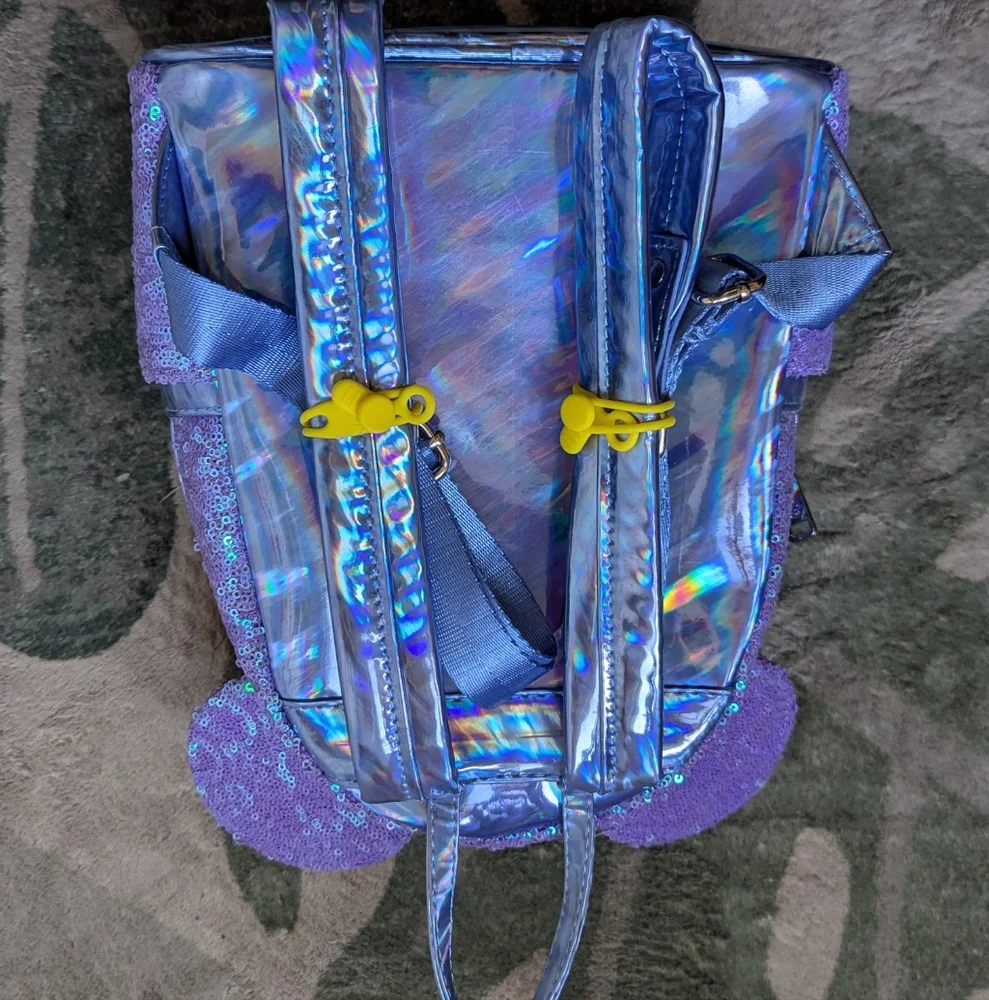 Loungefly Holographic Purple Blue Minnie Ears Mini Backpack - Picture 2 of 3